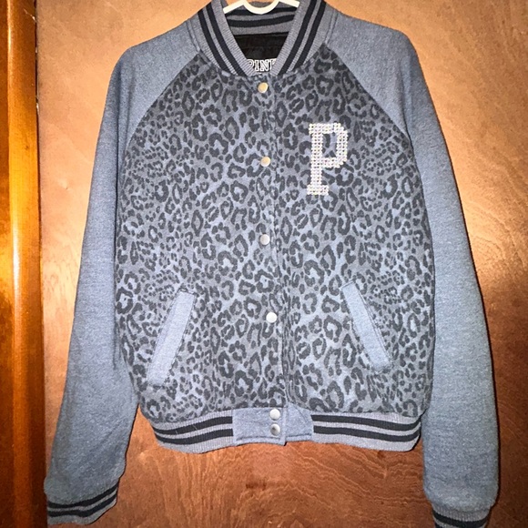 PINK Victoria's Secret Jackets & Blazers - Y2K PINK Victoria's Secret Leopard Print Varsity Jacket